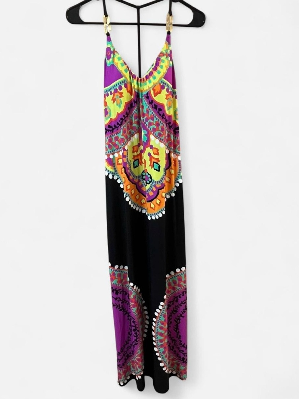 Trina Turk Nuevo Sol Colorful Bold Print Maxi Dress Resort Vacation Size Medium - Picture 3 of 7